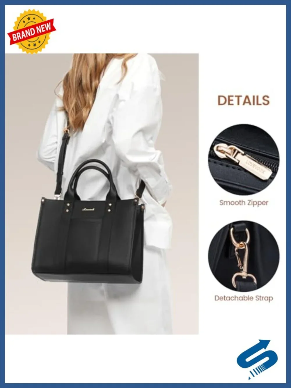 Leather Tote Bag Satchel Shoulder Crossbody Top Handle with Zipper